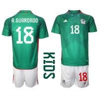 Mexico Andres Guardado #18 Hjemme Trøje Børn VM 2022 Kortærmet (+ Korte bukser)